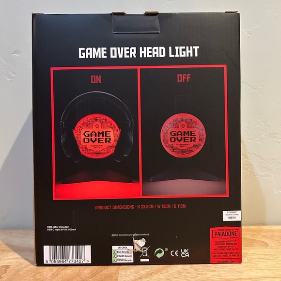 Paladone Game Over Light Up Freestanding Headphone Holder. Brand New In Box - Picture 5 of 12
